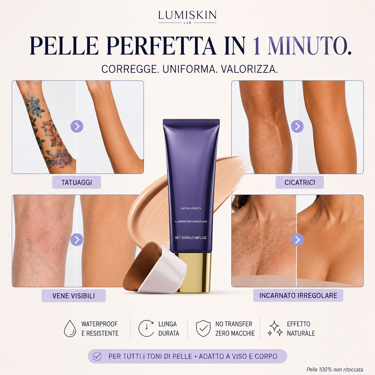 Correttore waterproof effetto abbronzante per il corpo